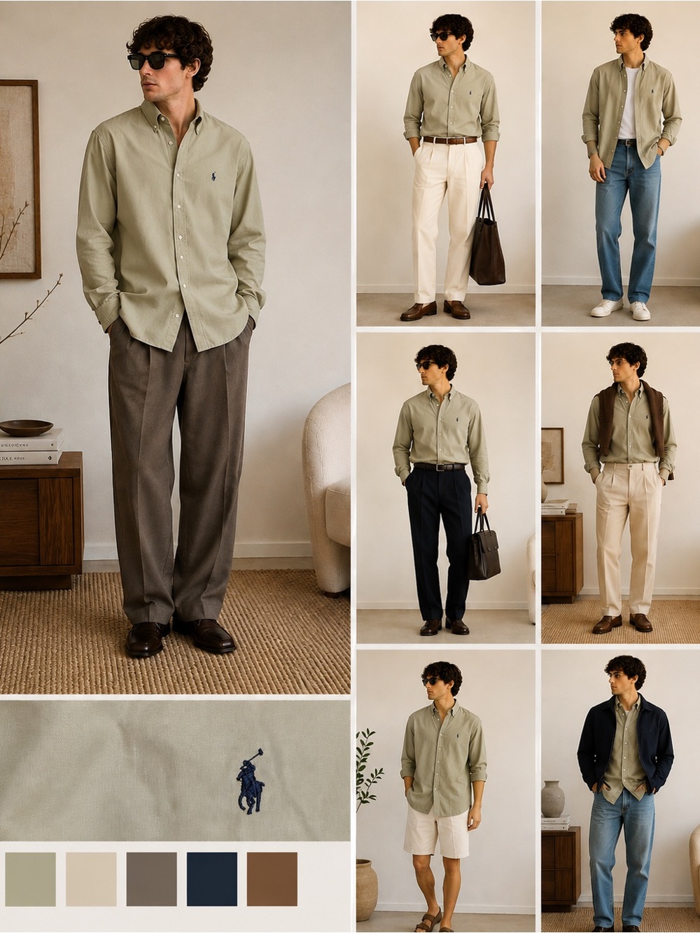 Polo Ralph Lauren Men’s Sage Green Long Sleeve Button-Up Shirt Size M